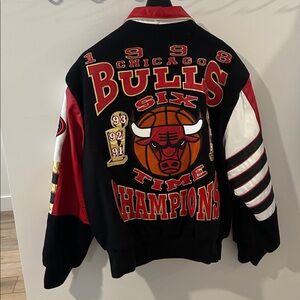 Jeff Hamilton 1998 Finals Chicago Bulls Six Time NBA Champions Leather Jacket